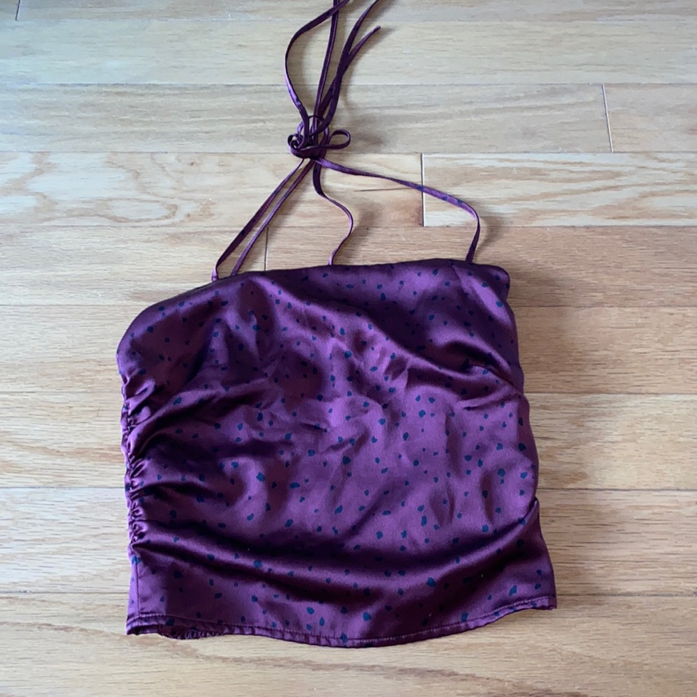 Abercrombie top - purple with polka dots